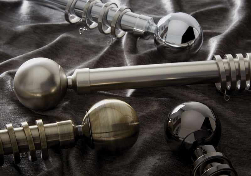 Jones Interiors Cosmos 28mm Metal Curtain Pole Kit Matt Nickel 240cm
