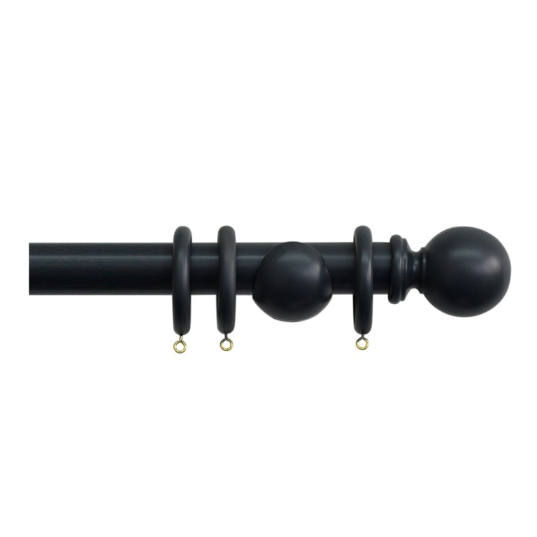 Jones Interiors Shore 35mm Wood Curtain Pole Kit Black 240cm