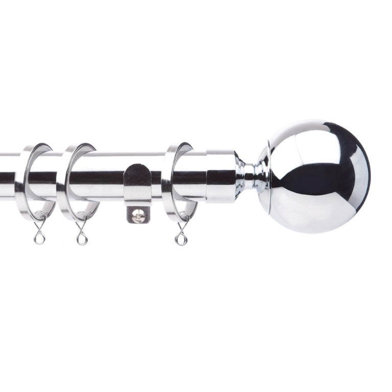 Jones Interiors Cosmos 28mm Metal Curtain Pole Kit Chrome 240cm