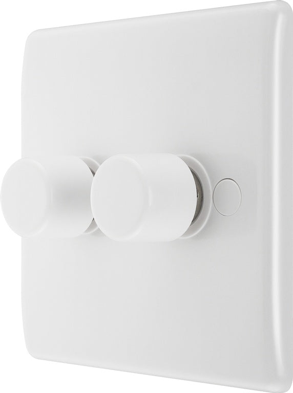 BG White Moulded Double 2 Way Dimmer Switch 200w