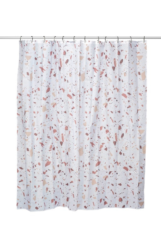 Croydex Shower Curtain 1800mm Pink Terrazzo