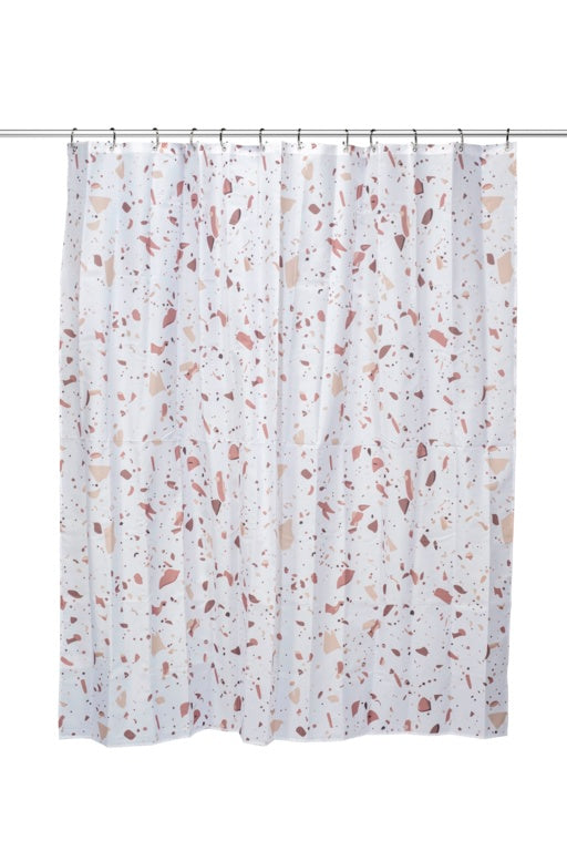 Croydex Shower Curtain 1800mm Pink Terrazzo