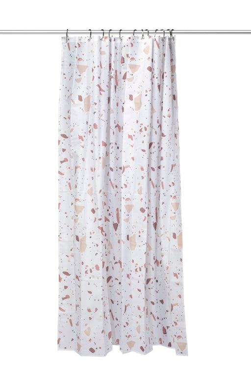 Croydex Shower Curtain 1800mm Pink Terrazzo