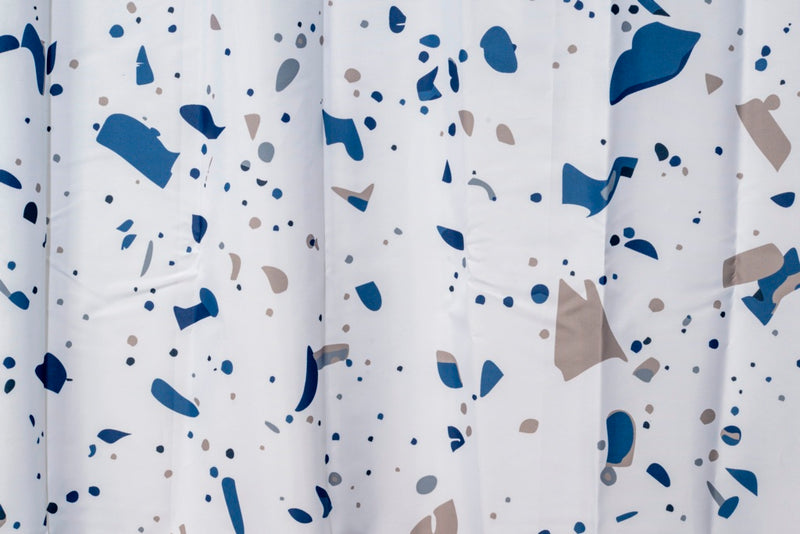 Croydex Shower Curtain 1800mm Blue Terrazzo