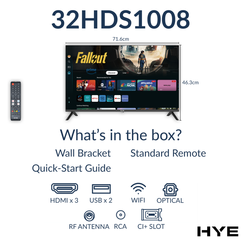 Hye HD Ready Tizen OS WiFi Frameless Smart TV 32"