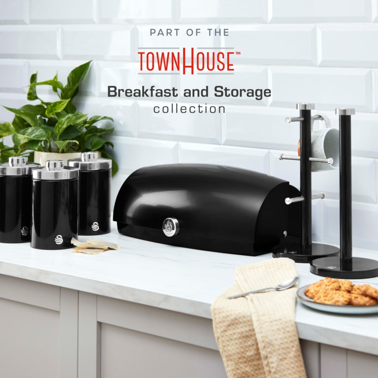 Swan Townhouse Bread Bin Black
