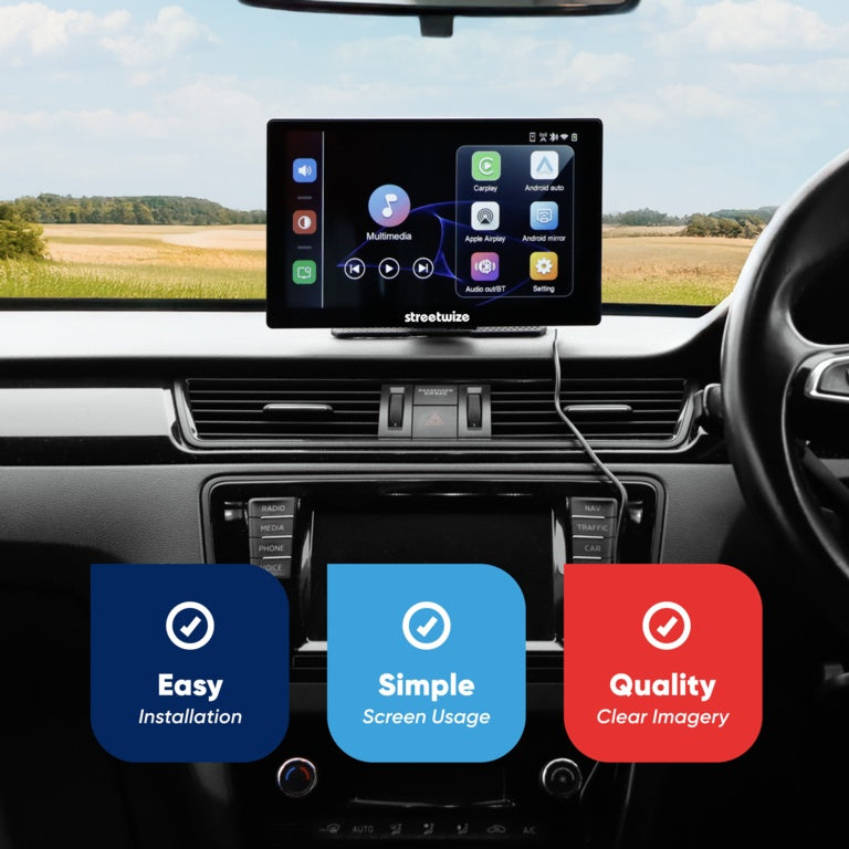 Streetwize Touchscreen Car Display with Rear Camera 9"