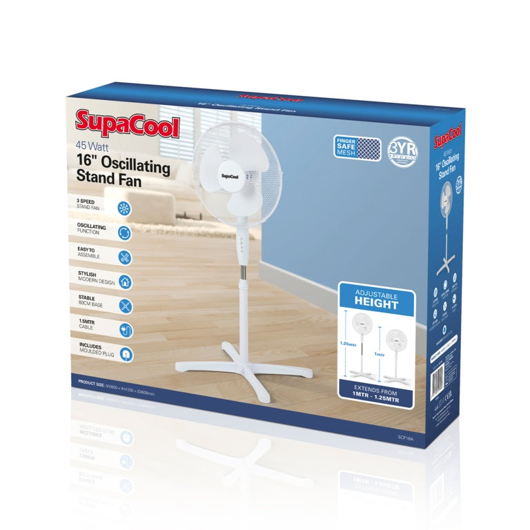 SupaCool Oscillating Stand Fan 16"