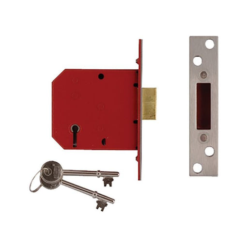 Union 2101 5 Lever Mortice Deadlock Satin Brass Finish 77.5mm 3in Visi UNION - RockBottom Northampton