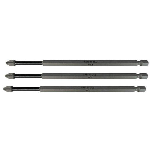 Faithfull Pozidriv Impact Screwdriver Bits PZ2 x 150mm (Pack 3) Faithfull - RockBottom Northampton