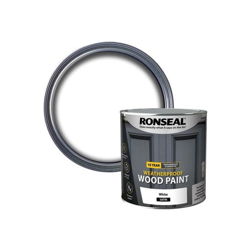 Ronseal 10 Year Weatherproof Wood Paint White Satin 2.5 litre Ronseal - RockBottom Nothampton