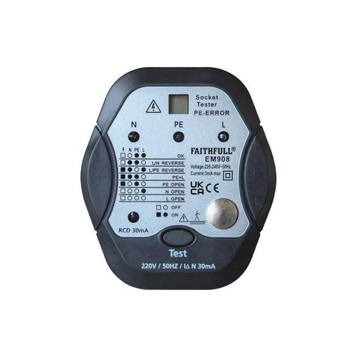 Faithfull Socket Polarity Tester with RCD Test Function Faithfull - RockBottom Northampton