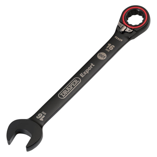 Draper 03906 Draper Expert HI-TORQ®  Metric Reversible Ratchet Combination Spanner, 16mm, Black