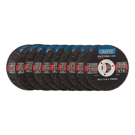 Draper 94658 Metal Cutting Discs, 50 x 1.5 x 10mm (Pack of 10)