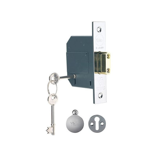 Yale Locks PM562 Hi-Security BS 5 Lever Mortice Deadlock 81mm 3in Polished Chrome Yale Locks - RockBottom Northampton