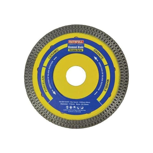 Faithfull Porcelain Diamond Blade 115 x 22.23mm Faithfull - RockBottom Northampton