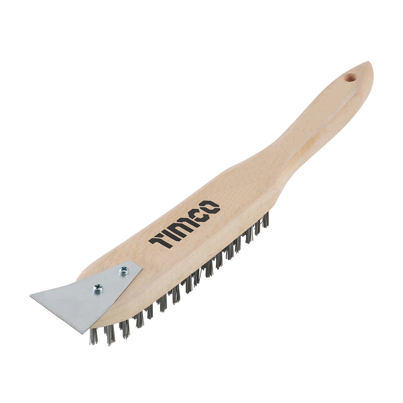 TIMCO Wooden Handle Wire Brush Steel - 3 Rows