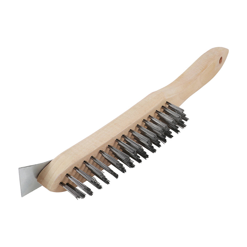 TIMCO Wooden Handle Wire Brush Steel - 3 Rows