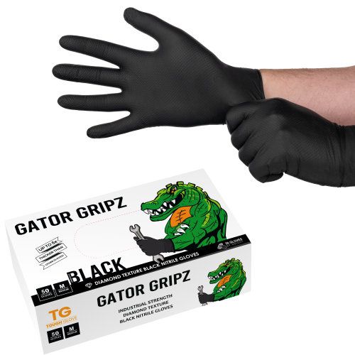 Tough Glove Black Gator Gripz Extra Extra Large Box of 50 Gloves