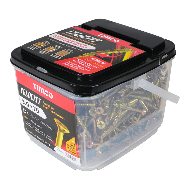 TIMCO Velocity Premium Multi-Use Countersunk Gold Woodscrews — Tub