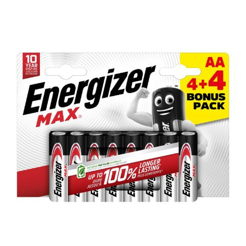 Energizer Max AA 72 x Packs of 4+4 Energizer Max AAA 36 x Packs of 4+4