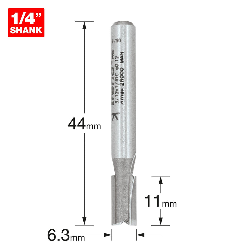 3/12X1/4TC - Two flute cutter 6.3mm diameter