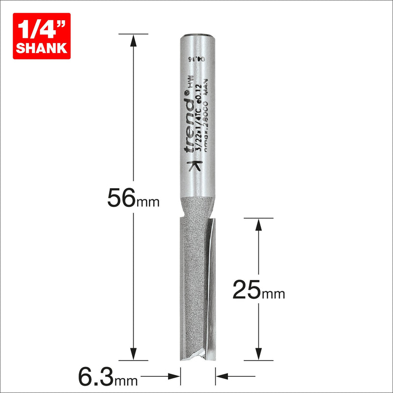 3/22X1/4TC - Two flute cutter 6.3mm diameter