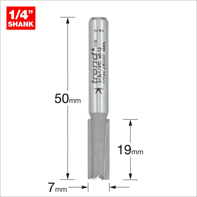 3/3X1/4TC - Two flute cutter 7mm diameter