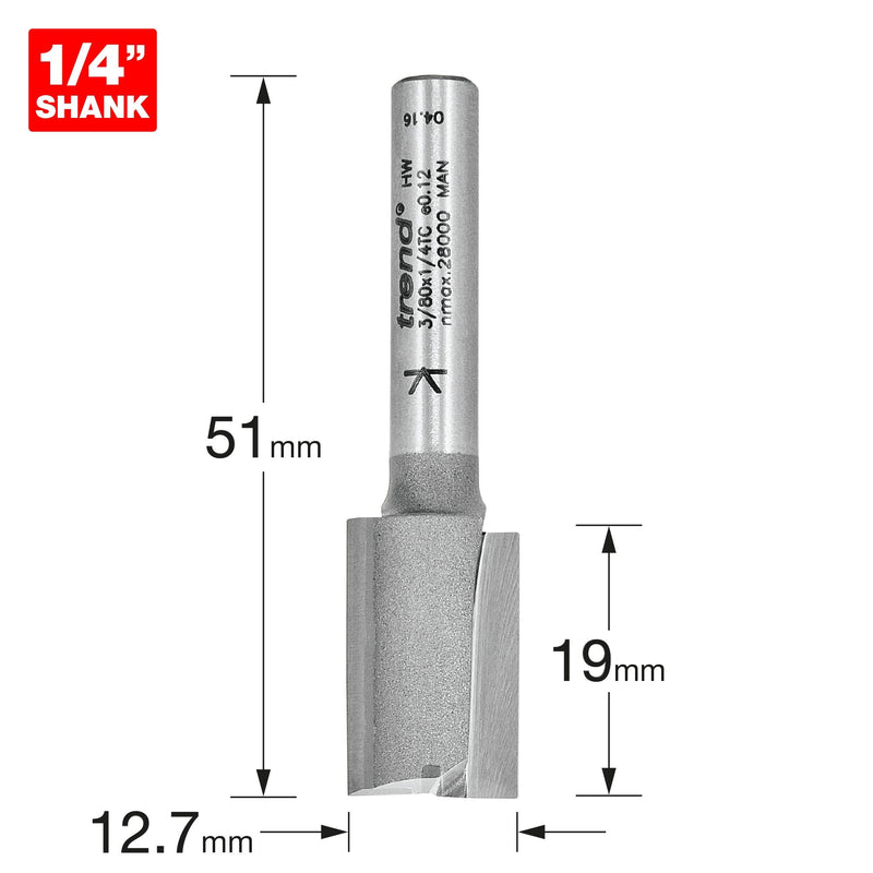 3/80X1/4TC - Two flute cutter 12.7mm diameter