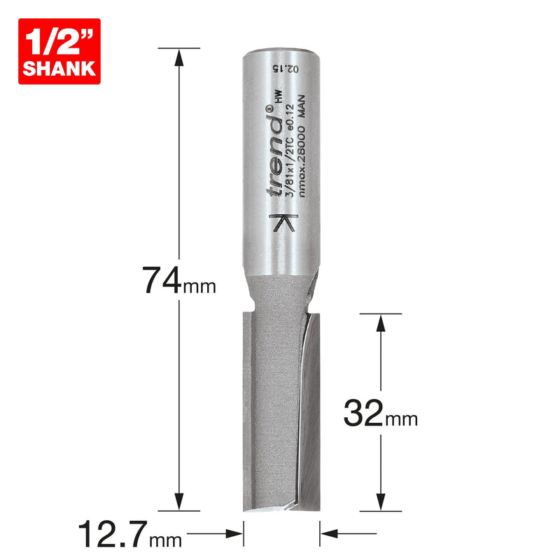 3/81X1/2TC - Two flute cutter 12.7mm diameter