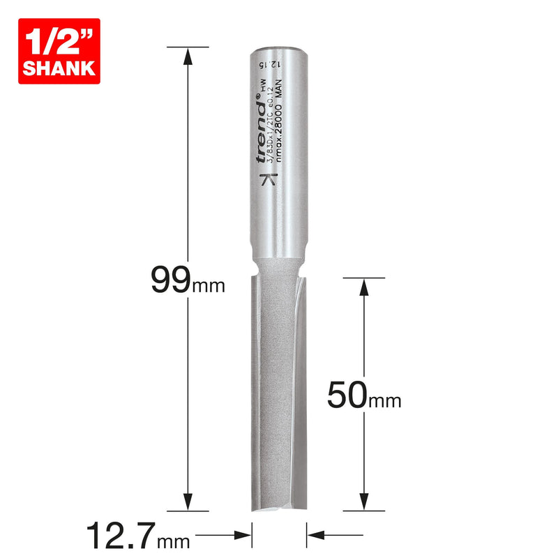 3/83DX1/2TC - Two flute cutter 12.7mm diameter