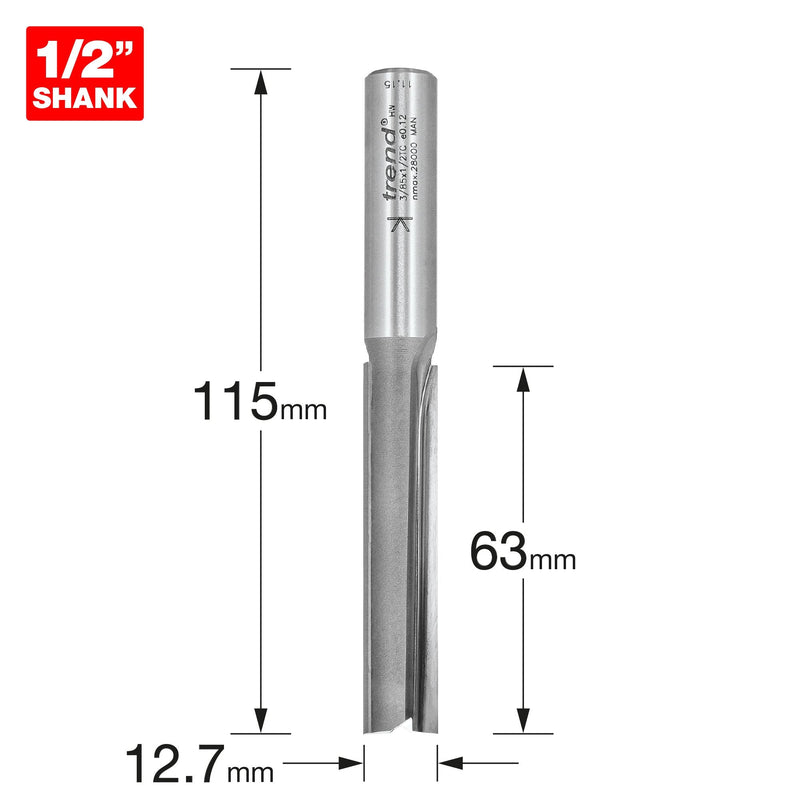 3/85X1/2TC - Two flute cutter 12.7mm diameter