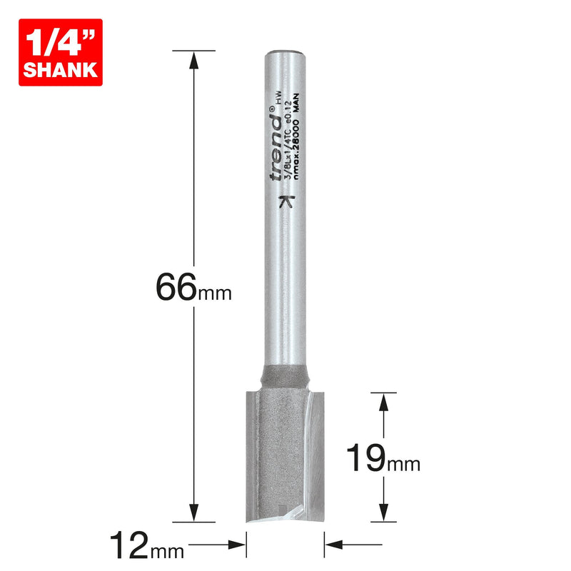 3/8LX1/4TC - Two flute cutter 12mm diameter