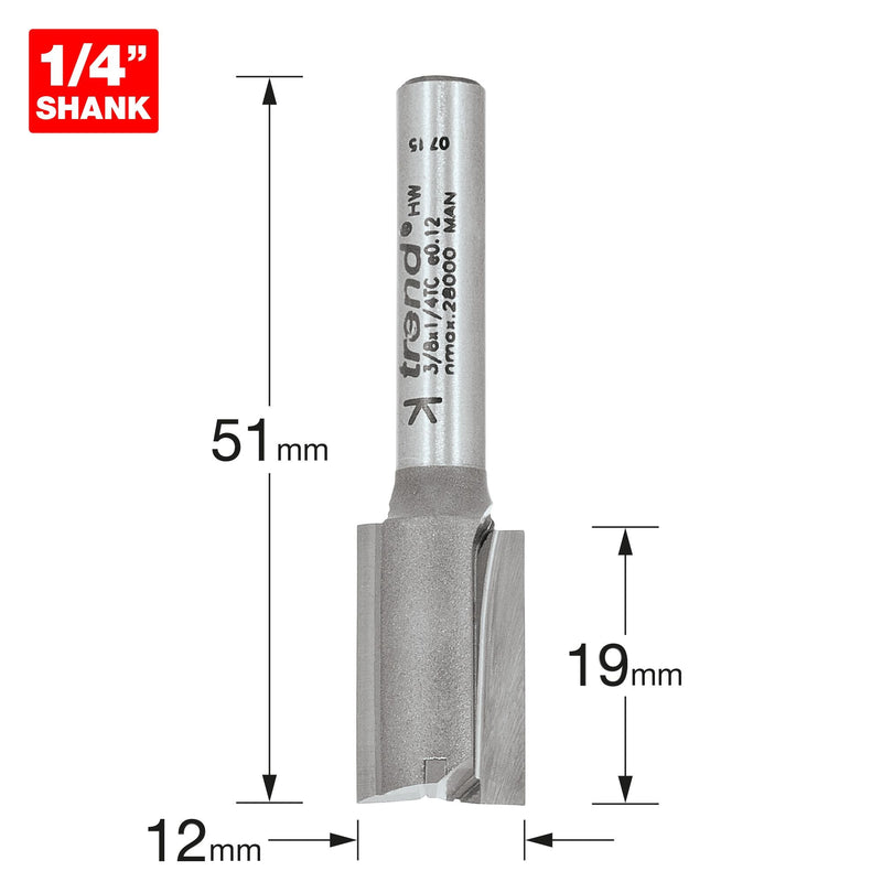 3/8X1/4TC - Two flute cutter 12mm diameter