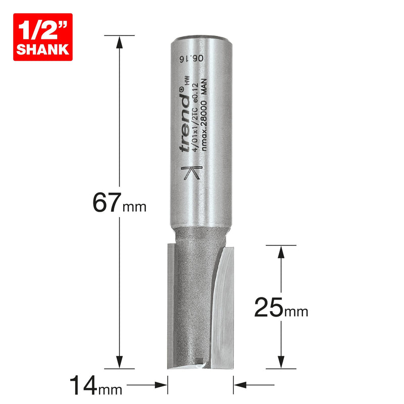 4/01X1/2TC - Two flute cutter 14mm diameter
