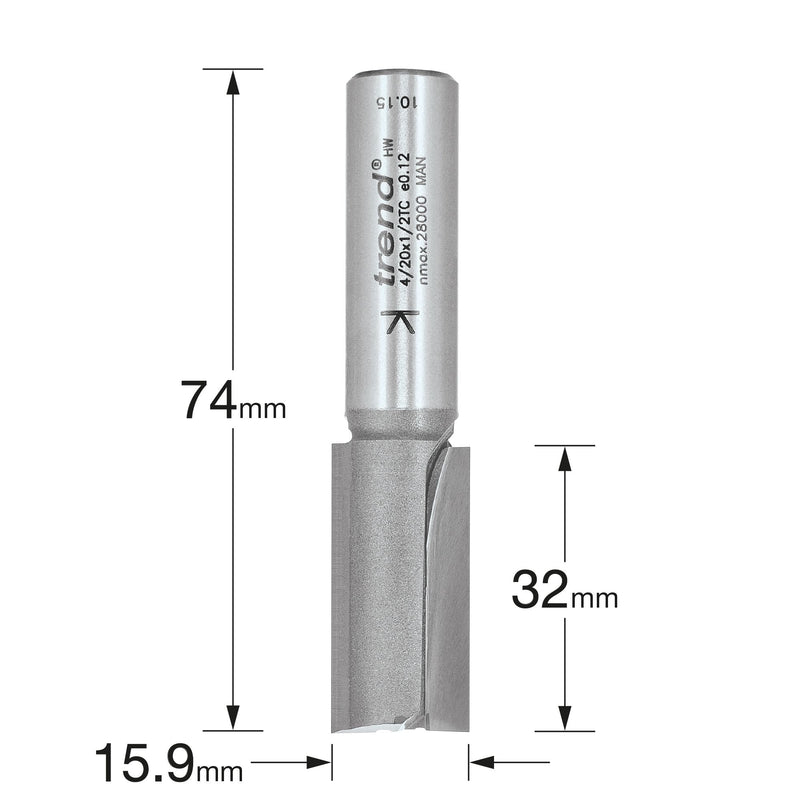 4/20X1/2TC - Two flute cutter 15.9mm diameter