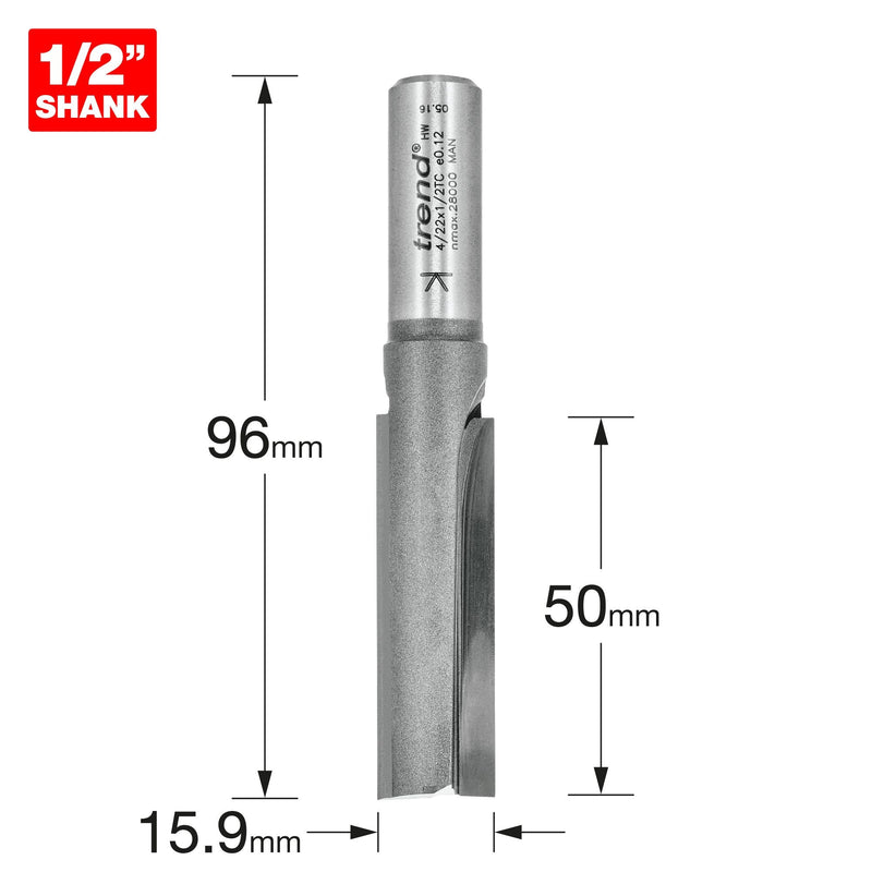 4/22X1/2TC - Two flute cutter 15.9mm diameter