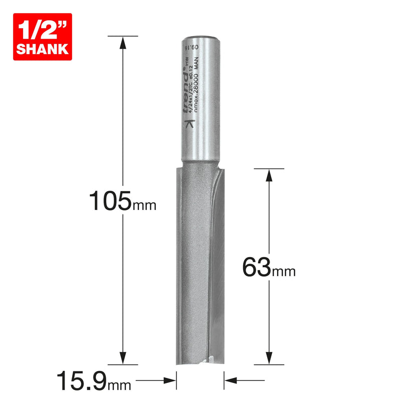4/24X1/2TC - Two flute cutter 15.9mm diameter