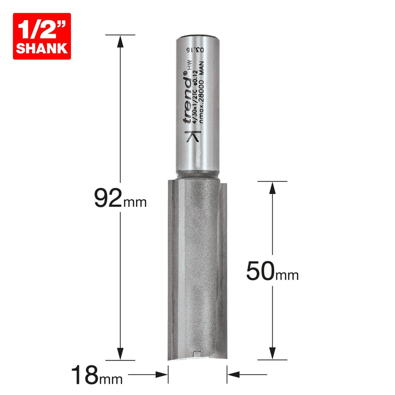 4/30X1/2TC - Two flute cutter 18mm diameter