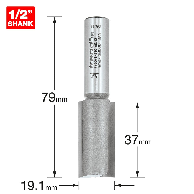 4/50X1/2TC - Two flute cutter 19.1mm diameter