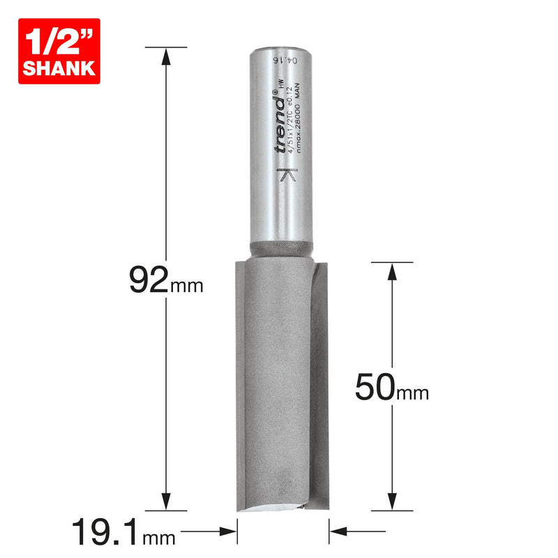 4/51X1/2TC - Two flute cutter 19.1mm diameter