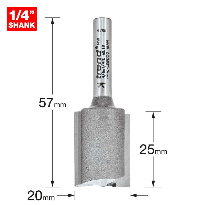 4/6X1/4TC - Two flute cutter 20mm diameter