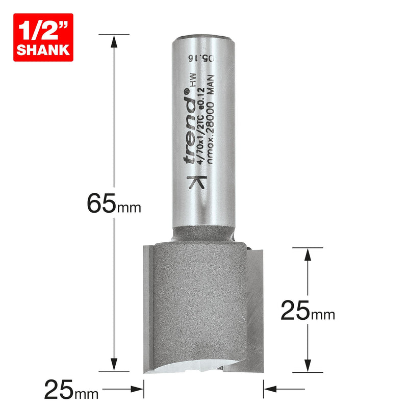 4/70X1/2TC - Two flute cutter 25mm diameter