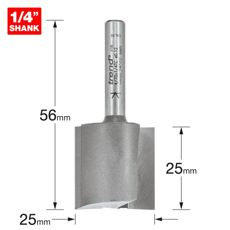 4/70X1/4TC - Two flute cutter 25mm diameter