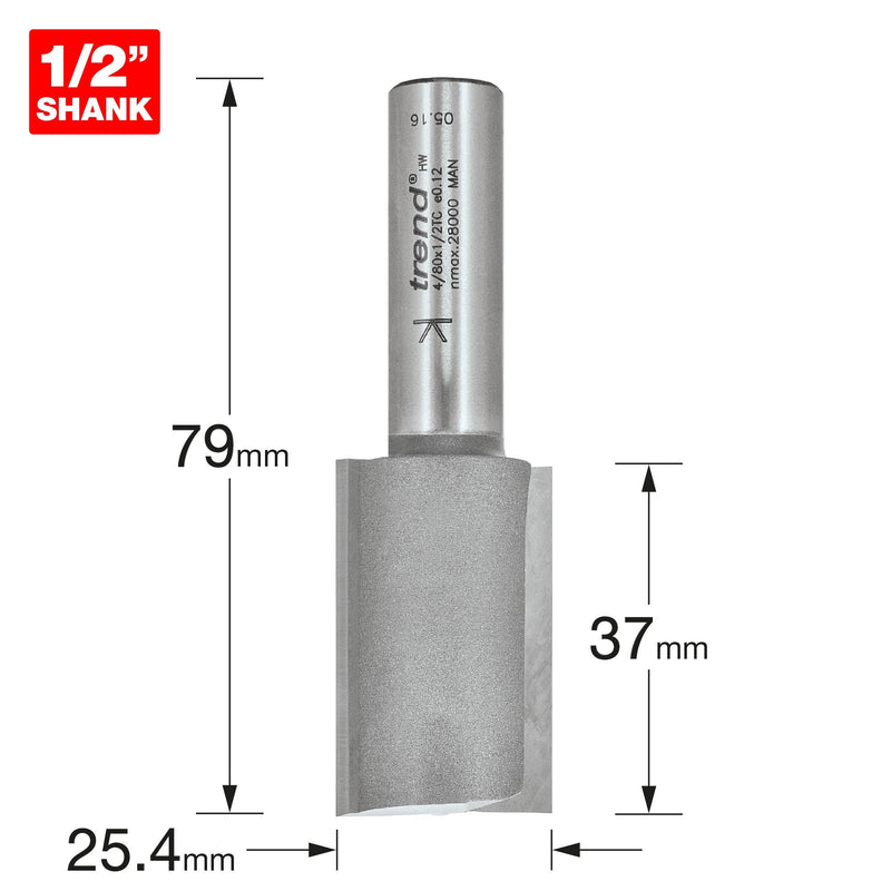 4/80X1/2TC - Two flute cutter 25.4mm diameter