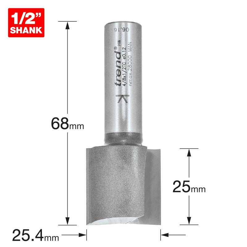 4/8X1/2TC - Two flute cutter 25.4mm diameter