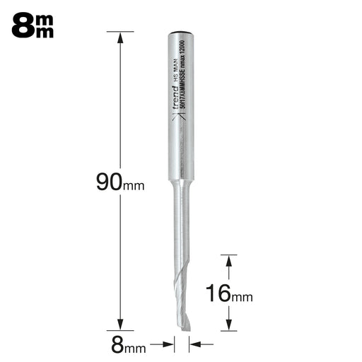 Trend 50/17X8MMHSSE - Helical plunge cutter 5mm diameter