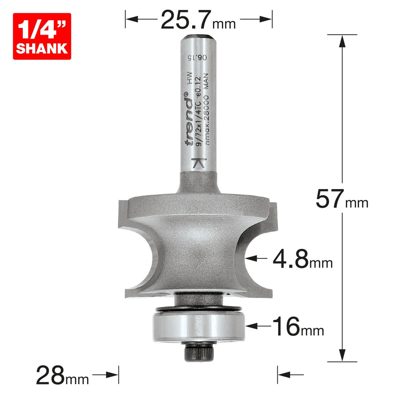 9/72X1/4TC - Bearing guided corner bead cutter