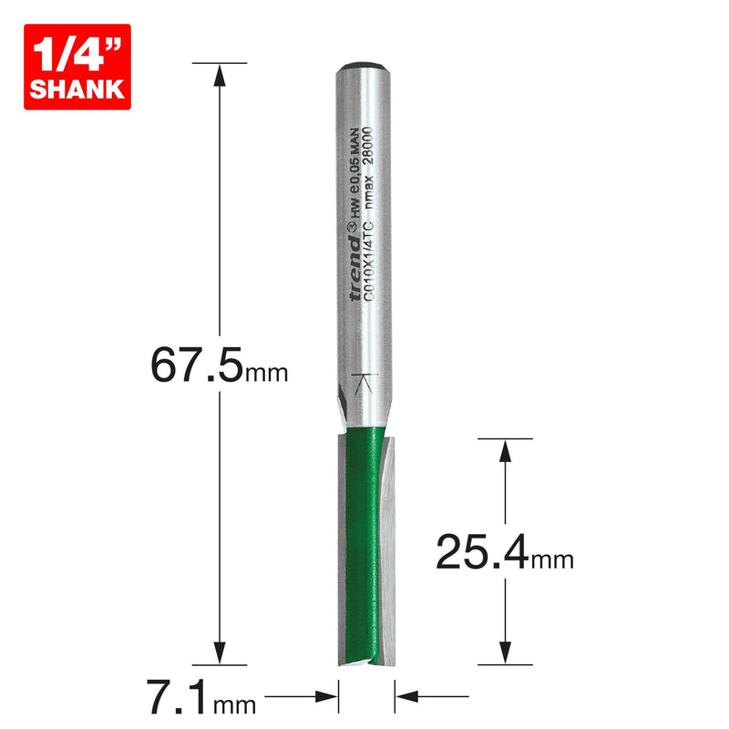 C010X1/4TC - Two Flute Cutter 7.1mm diameter