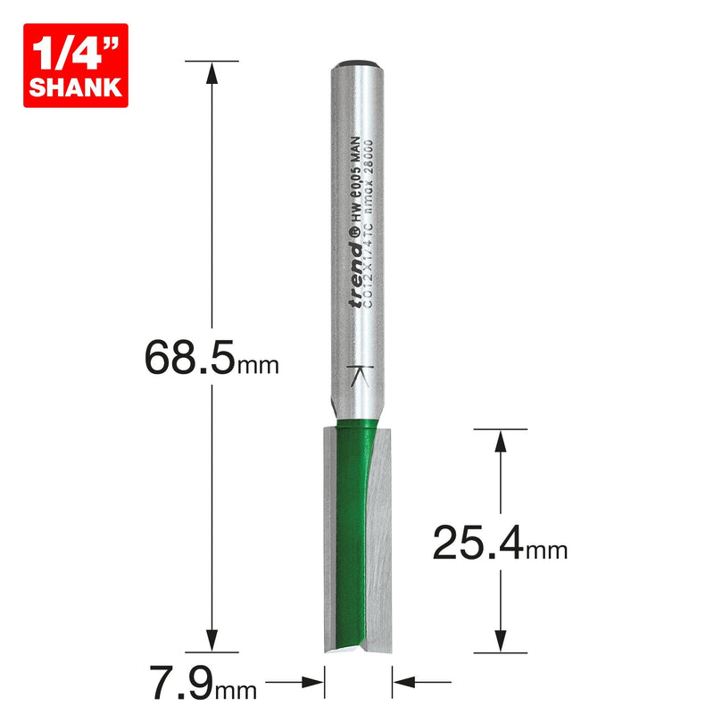 C012X1/4TC - Two Flute Cutter 7.9mm diameter